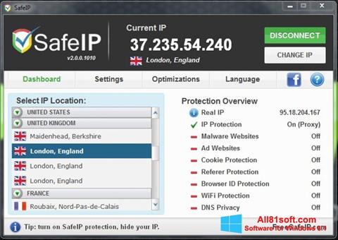 ภาพหน้าจอ SafeIP สำหรับ Windows 8.1