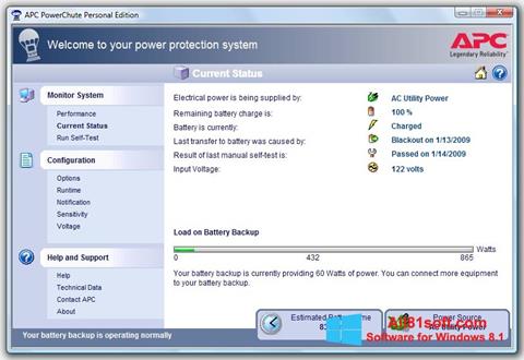 ภาพหน้าจอ PowerChute Personal Edition สำหรับ Windows 8.1