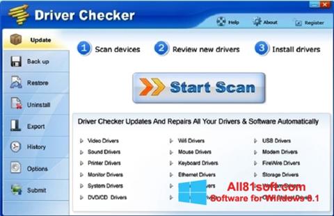 ภาพหน้าจอ Driver Checker สำหรับ Windows 8.1