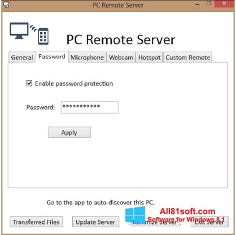 ภาพหน้าจอ PC Remote Server สำหรับ Windows 8.1