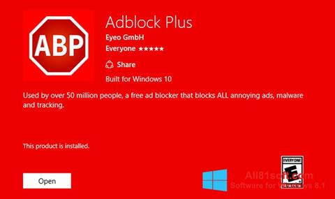 ภาพหน้าจอ Adblock Plus สำหรับ Windows 8.1