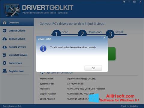 ภาพหน้าจอ Driver Toolkit สำหรับ Windows 8.1