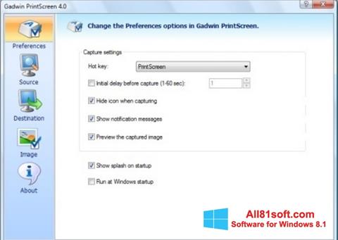 ภาพหน้าจอ Gadwin PrintScreen สำหรับ Windows 8.1