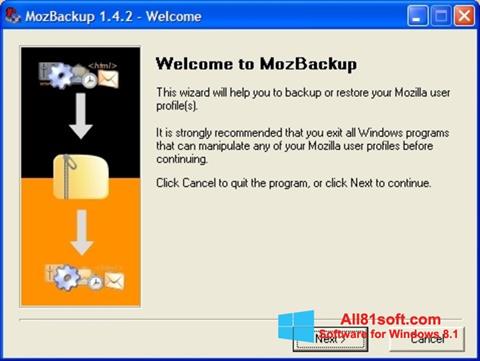 ภาพหน้าจอ MozBackup สำหรับ Windows 8.1