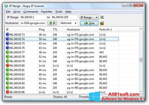 ภาพหน้าจอ Angry IP Scanner สำหรับ Windows 8.1