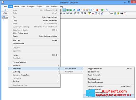 ภาพหน้าจอ EmEditor สำหรับ Windows 8.1