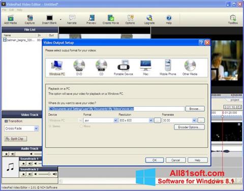 ภาพหน้าจอ VideoPad Video Editor สำหรับ Windows 8.1