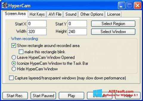 ภาพหน้าจอ HyperCam สำหรับ Windows 8.1