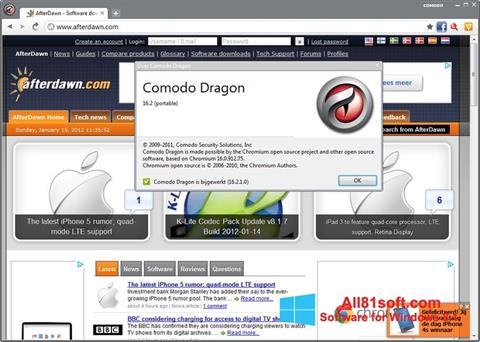 ภาพหน้าจอ Comodo Dragon สำหรับ Windows 8.1