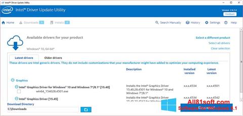 ภาพหน้าจอ Intel Driver Update Utility สำหรับ Windows 8.1