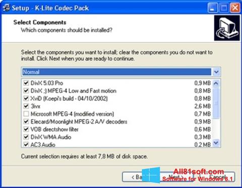 ภาพหน้าจอ K-Lite Mega Codec Pack สำหรับ Windows 8.1