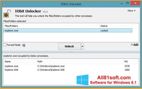 ภาพหน้าจอ IObit Unlocker สำหรับ Windows 8.1