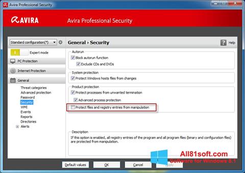 ภาพหน้าจอ Avira Professional Security สำหรับ Windows 8.1