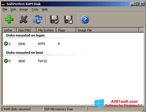 ภาพหน้าจอ SoftPerfect RAM Disk สำหรับ Windows 8.1