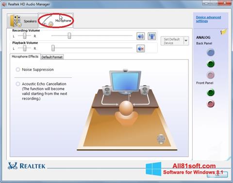 ภาพหน้าจอ Realtek Audio Driver สำหรับ Windows 8.1