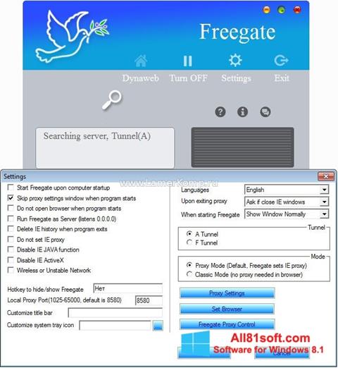 ภาพหน้าจอ Freegate สำหรับ Windows 8.1