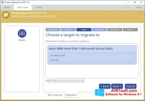 ภาพหน้าจอ Paragon Migrate OS to SSD สำหรับ Windows 8.1