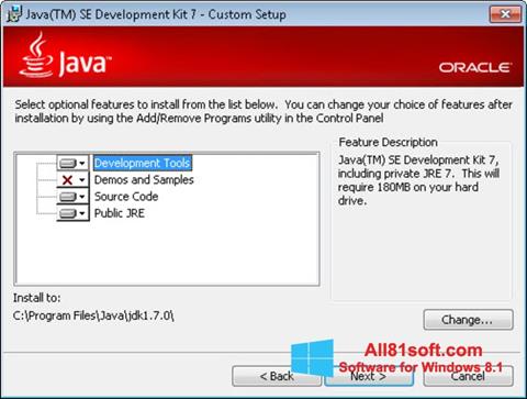 ภาพหน้าจอ Java Development Kit สำหรับ Windows 8.1
