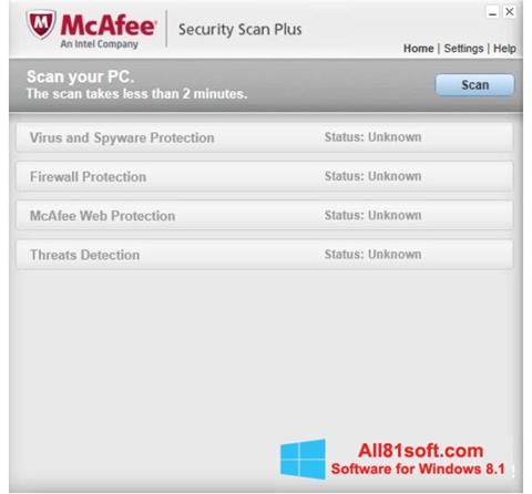 ภาพหน้าจอ McAfee Security Scan Plus สำหรับ Windows 8.1