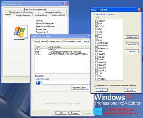 ภาพหน้าจอ HashTab สำหรับ Windows 8.1